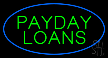 Green Payday Loans Blue Border LED Neon Sign