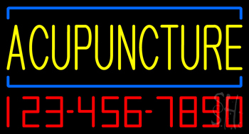 Yellow Acupuncture With Phone Number LED Neon Sign