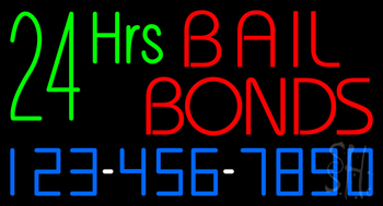 24 Hrs Bail Bonds With Phone Number LED Neon Sign