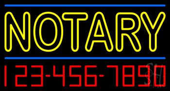 Double Stroke Yellow Notary With Phone Numbers LED Neon Sign