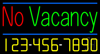 No Vacancy With Phone Number LED Neon Sign
