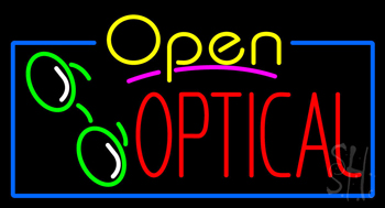 Yellow Open Red Optical Logo LED Neon Sign