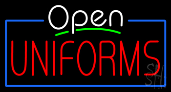White Open Uniforms Blue Border LED Neon Sign