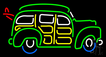 Beer Woody Wagon With Surf Board LED Neon Sign