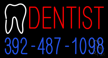 Red Dentist With Phone Number LED Neon Sign