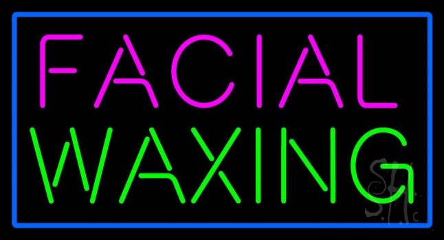 Pink Facial Waxing Blue Border LED Neon Sign
