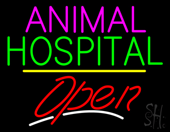 Animal Hospital Open Yellow Line LED Neon Sign