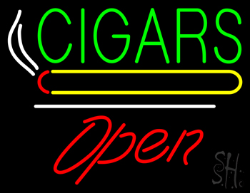 Cigars Logo Open White Line LED Neon Sign