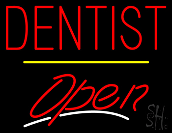 Dentist Open Yellow Line LED Neon Sign