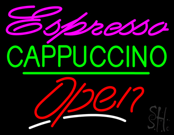 Espresso Cappuccino Open Green Line LED Neon Sign