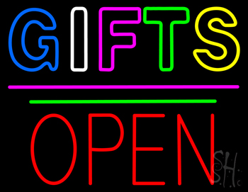 Gifts Block Open Pink Line LED Neon Sign