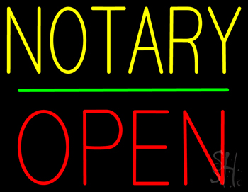 Notary Block Open Green Line LED Neon Sign