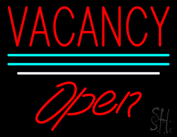 Vacancy Script1 Open White Line LED Neon Sign