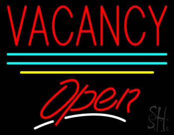 Vacancy Script2 Open Yellow Line LED Neon Sign