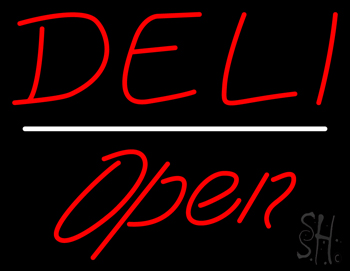 Deli Open White Line LED Neon Sign