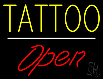 Tattoo Open White Line LED Neon Sign