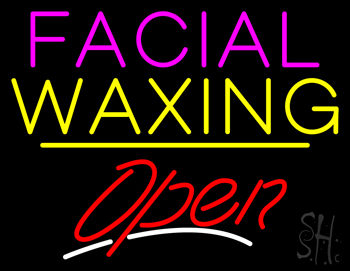 Facial Waxing Open Yellow Line LED Neon Sign