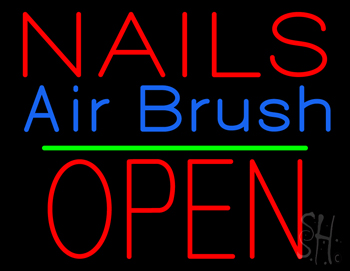 Nails Airbrush Block Open Green Line LED Neon Sign