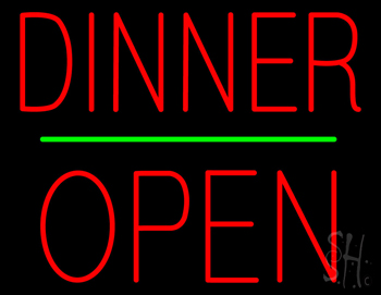 Dinner Block Open Green Line LED Neon Sign