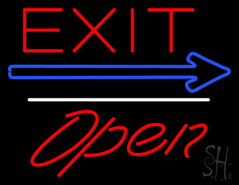 Exit Open White Line LED Neon Sign