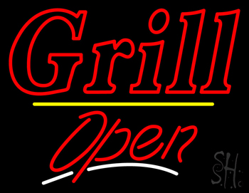 Double Stroke Grill Open Yellow Line LED Neon Sign