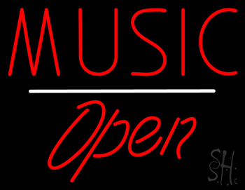 Music Open White Line LED Neon Sign