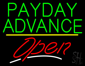 Payday Advance Open Yellow Line LED Neon Sign
