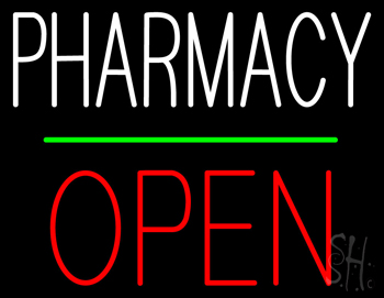 Pharmacy Block Open Green Line LED Neon Sign