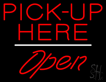 Pick Up Here Open White Line LED Neon Sign