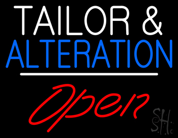 Tailor And Alteration Open White Line LED Neon Sign