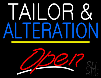 Tailor And Alteration Open Yellow Line LED Neon Sign