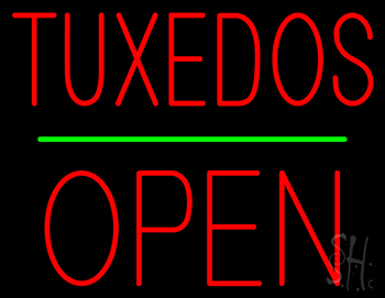 Tuxedos Block Green Line Open LED Neon Sign