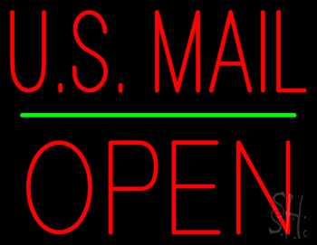 Us Mail Block Open Green Line LED Neon Sign