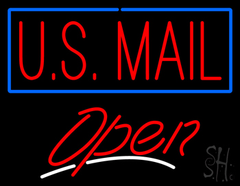 Us Mail Script2 Open LED Neon Sign