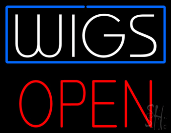 White Wigs Block Red Open LED Neon Sign