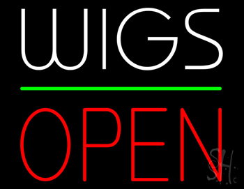 Wigs Block Open Green Line LED Neon Sign