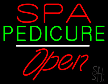 Red Spa Green Pedicure White Line Open LED Neon Sign