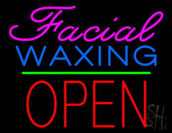 Cursive Pink Facial Waxing Block Red Open LED Neon Sign
