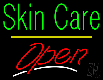 Green Block Skin Care Yellow Line Open LED Neon Sign