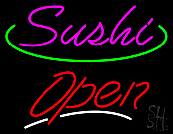 Pink Sushi Green Line Open LED Neon Sign