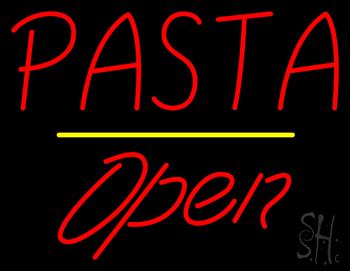 Pasta Open Yellow Line LED Neon Sign