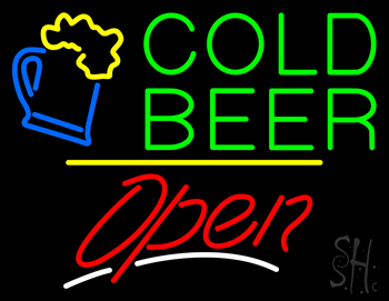 Cold Beer Open Yellow Line LED Neon Sign