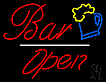 Bar Open White Line LED Neon Sign