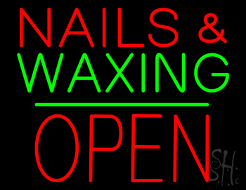 Nails And Waxing Block Open Green Line LED Neon Sign