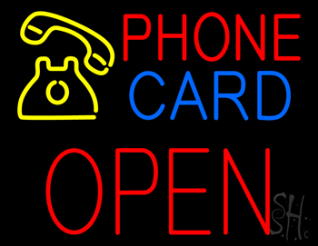 Phone Card Block Open LED Neon Sign