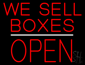 We Sell Boxes Block Open White Line LED Neon Sign