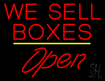 We Sell Boxes Script1 Open Yellow Line LED Neon Sign