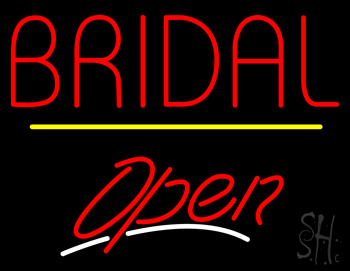 Bridal Block Yellow Line Open LED Neon Sign