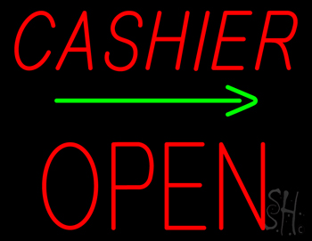 Cashier Block Open With Arrow LED Neon Sign