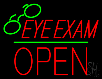 Eye Exams Block Open Green Line LED Neon Sign